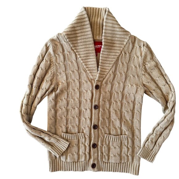 Arizona Jean Shawl Collar Cable Knit Sweater Cardigan Women XL Grandpa Fisherman - Picture 1 of 8